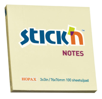 Блок самоклеящийся бумажный Stick`n 21007 76x76мм 100лист. 70г/м2 пастель желтый - купить недорого с доставкой в интернет-магазине