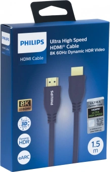 Кабель аудио-видео Philips 8K 60 Гц Ultra HD HDMI (m)/HDMI (m) 1.5м. позолоч.конт. серый (SWV7110C/56) - купить недорого с доставкой в интернет-магазине