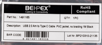 Кабель USB (m)-USB Type-C (m) 1м черный - купить недорого с доставкой в интернет-магазине