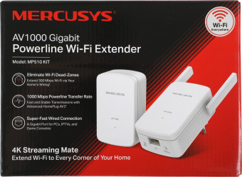 Сетевой адаптер Powerline Mercusys MP510 KIT AV1000 Gigabit Ethernet (ант.внеш.несъем.) 2ант. (упак.:2шт) - купить недорого с доставкой в интернет-магазине