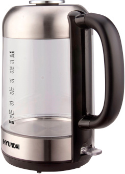 Чайник электрический Hyundai HYK-G4034 1.8л. 2200Вт черный/прозрачный корпус: стекло/пластик - купить недорого с доставкой в интернет-магазине