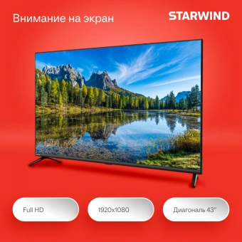 Телевизор LED Starwind 43" SW-LED43SG300 Яндекс.ТВ Frameless черный FULL HD 60Hz DVB-T DVB-T2 DVB-C DVB-S DVB-S2 USB WiFi Smart TV - купить недорого с доставкой в интернет-магазине