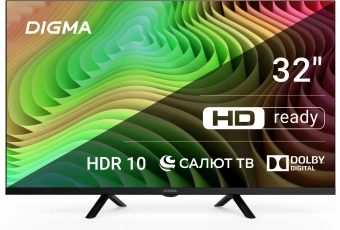 Телевизор LED Digma 32" DM-LED32SBB34 Салют ТВ Frameless Metal черный HD 60Hz DVB-T DVB-T2 DVB-C DVB-S DVB-S2 USB WiFi Smart TV - купить недорого с доставкой в интернет-магазине