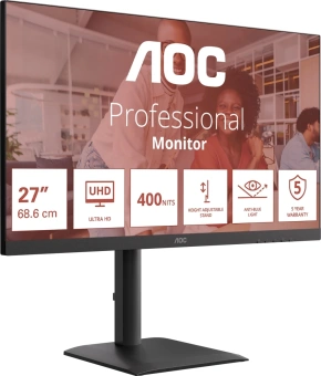 Монитор AOC 27" U27E4CV черный IPS LED 16:9 HDMI M/M матовая HAS Piv 400cd 3840x2160 60Hz DP 4K USB 6.83кг - купить недорого с доставкой в интернет-магазине