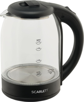 Чайник электрический Scarlett SC-EK27G90 1.7л. 1800Вт черный корпус: стекло - купить недорого с доставкой в интернет-магазине