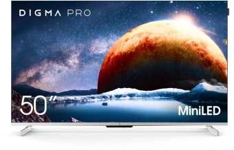 Телевизор QLED Digma Pro 50" Mini LED 50Q Google TV Frameless серебристый/серебристый 4K Ultra HD 144Hz MEMC DVB-T DVB-T2 DVB-C DVB-S DVB-S2 USB WiFi Smart TV - купить недорого с доставкой в интернет-магазине