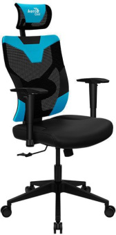 Кресло игровое Aerocool Guardian черный/голубой сиденье черный экокожа/сетка с подголов. крестов. нейлон - купить недорого с доставкой в интернет-магазине