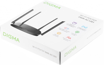 Роутер беспроводной Digma DWR-AC1201 AC1200 10/100BASE-TX черный (упак.:1шт) - купить недорого с доставкой в интернет-магазине