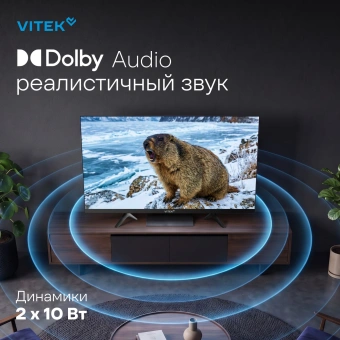 Телевизор QLED Vitek 50" VT-50QUBS500 Google TV Frameless черный/черный 4K Ultra HD 60Hz MEMC DVB-T DVB-T2 DVB-C DVB-C2 DVB-S DVB-S2 USB 2.0 WiFi Smart TV - купить недорого с доставкой в интернет-магазине