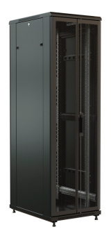 Шкаф коммутационный WRline (WR-TT-2266-DD-RAL9004) напольный 22U 600x600мм пер.дв.перфор.2ств. задн.дв.перфор.2-хст. 2 бок.пан. 800кг черный 510мм 1166мм IP20 сталь - купить недорого с доставкой в интернет-магазине