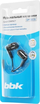Наушники внутриканальные BBK EP-1003S 1.2м черный проводные в ушной раковине (EP-1003S (B)) - купить недорого с доставкой в интернет-магазине