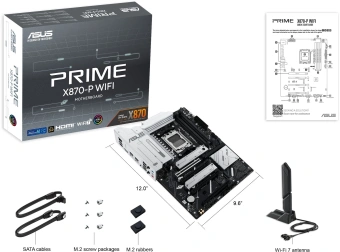 Материнская плата Asus PRIME X870-P WIFI SocketAM5 AMD X870 4xDDR5 ATX AC`97 8ch(7.1) 2.5Gg RAID+HDMI - купить недорого с доставкой в интернет-магазине