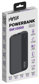 Мобильный аккумулятор Hiper SM10000 10000mAh 12W 2.4A USB-A черный (SM10000 BLACK) - купить недорого с доставкой в интернет-магазине