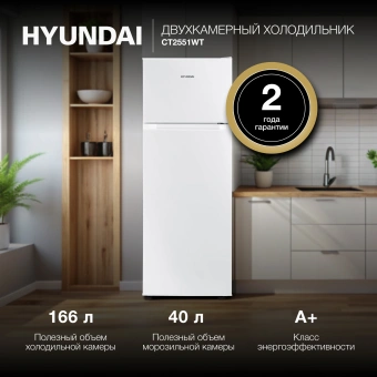 Холодильник Hyundai CT2551WT 2-хкамерн. белый - купить недорого с доставкой в интернет-магазине