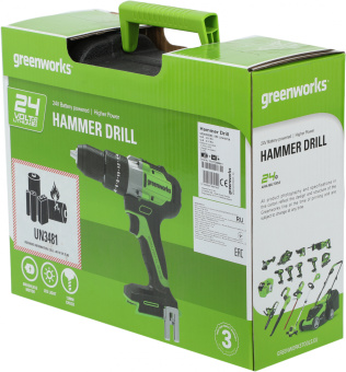 Дрель-шуруповерт Greenworks GD24DD60K2 аккум. патрон:быстрозажимной (кейс в комплекте) (3704107UA) - купить недорого с доставкой в интернет-магазине