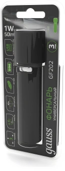 Фонарь ручной Gauss GFL202 черный 1Вт лам.:светодиод. (GF202) - купить недорого с доставкой в интернет-магазине