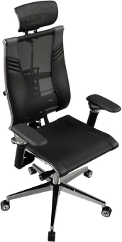 Кресло руководителя эргономичное Метта Yoga Spine Triumph B2 (Черный CC.50.15.13A) Infinity Easy Clean экокожа/сетка с подголов. крестов. алюминий хром - купить недорого с доставкой в интернет-магазине