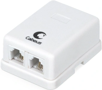 Розетка Cabeus WS-6P4C-TEL-2 телеф. RJ12 2 бел. - купить недорого с доставкой в интернет-магазине
