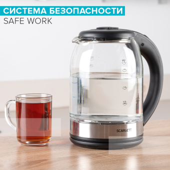 Чайник электрический Scarlett SC-EK27G10 1.7л. 1800Вт черный/серебристый корпус: стекло/пластик - купить недорого с доставкой в интернет-магазине