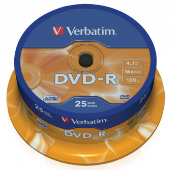 Диск DVD-R Verbatim 4.7Gb 16x Cake Box (25шт) (43522) - купить недорого с доставкой в интернет-магазине