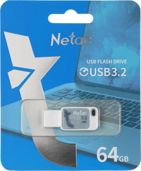 Флеш Диск Netac 64GB UA31 NT03UA31N-064G-32BL USB3.2 синий - купить недорого с доставкой в интернет-магазине