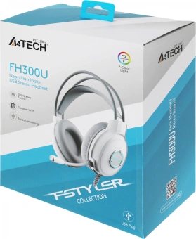 Наушники с микрофоном A4Tech Fstyler FH300U белый 2м мониторные USB оголовье (FH300U WHITE) - купить недорого с доставкой в интернет-магазине
