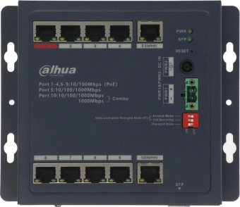 Коммутатор Dahua DH-CHS4110-8ET-90-F (L2) 8x100Мбит/с 1x1Гбит/с 1xКомбо(1000BASE-T/SFP) 8PoE 90W управляемый - купить недорого с доставкой в интернет-магазине