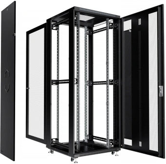 Шкаф коммутационный Cabeus (ND-05C-42U80/80-BK) напольный 42U 800x800мм пер.дв.перфор. задн.дв.перфор. 800кг черный 700мм 2055мм IP20 сталь - купить недорого с доставкой в интернет-магазине
