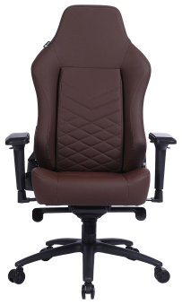 Кресло игровое Cactus CS-CHR-0112BR коричневый эко.кожа с подголов. крестов. сталь - купить недорого с доставкой в интернет-магазине