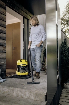 Строительный пылесос Karcher WD 4 S V-20/5/22 1000Вт (уборка: сухая/сбор воды) желтый - купить недорого с доставкой в интернет-магазине
