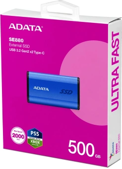 Накопитель SSD A-Data USB-C 500GB AELI-SE880-500GCBU SE880 2.5" синий - купить недорого с доставкой в интернет-магазине