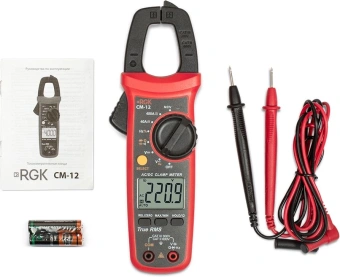 Клещи токоизмерительные RGK CM-12 цифр. измер.ток:переменный/постоянный красный/черный (776479) - купить недорого с доставкой в интернет-магазине