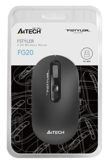Мышь A4Tech Fstyler FG20 серый оптическая (2000dpi) беспроводная USB для ноутбука (4but) - купить недорого с доставкой в интернет-магазине