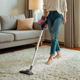 Пылесос Kitfort КТ-5515 600Вт черный/розовый - купить недорого с доставкой в интернет-магазине