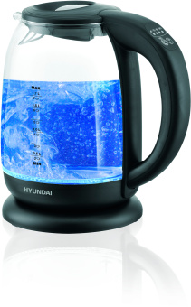 Чайник электрический Hyundai HYK-S3809 1.7л. 2200Вт черный корпус: стекло/пластик - купить недорого с доставкой в интернет-магазине