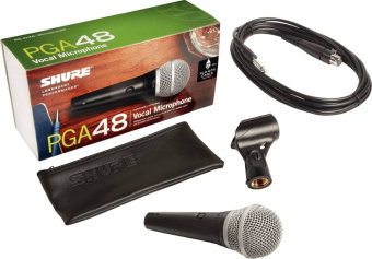 Микрофон проводной Shure PGA48-QTR-E 4.6м черный/серебристый - купить недорого с доставкой в интернет-магазине