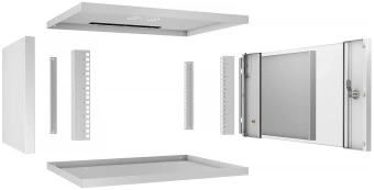 Шкаф коммутационный Cabeus (WSC-05D-6U55/45) настенный 6U 550x450мм пер.дв.стекл 30кг серый 390мм 220град. 320мм IP20 сталь - купить недорого с доставкой в интернет-магазине