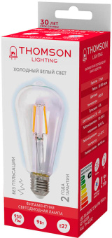 Лампа филам. Thomson Filament TH-B2342 9Вт цок.:E27 эдисон 220B 6500K св.свеч.бел.хол. ST64 (упак.:1шт) - купить недорого с доставкой в интернет-магазине