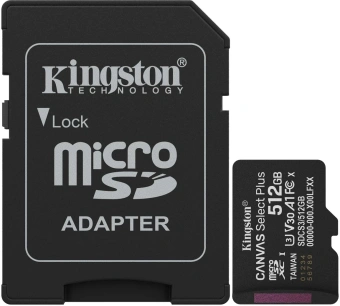Флеш карта microSDXC 512GB Kingston SDCS3/512GB Canvas Select Plus V30 A1 + adapter - купить недорого с доставкой в интернет-магазине