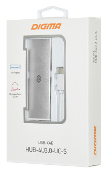 Разветвитель USB-C Digma HUB-4U3.0-UC-S 4порт. серебристый - купить недорого с доставкой в интернет-магазине