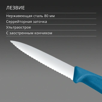 Нож кухонный Victorinox Swiss Classic (6.7632.C1) стальной универсальный для чистки овощей и фруктов лезв.80мм серрейт. заточка синий - купить недорого с доставкой в интернет-магазине