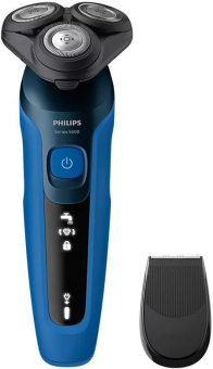 Бритва роторная Philips S5466/17 реж.эл.:3 питан.:аккум. синий/черный - купить недорого с доставкой в интернет-магазине