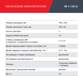 Маска сварщика Fubag IR 4-13N M филь.:хамел. см.экр.100x65мм черный (38438) - купить недорого с доставкой в интернет-магазине