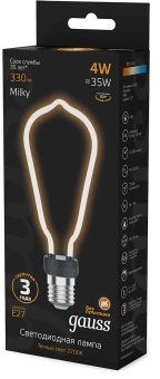 Лампа светодиодная Gauss Filament 1005802104 4Вт цок.:E27 трубка 220B св.свеч.бел.теп. (упак.:10шт) - купить недорого с доставкой в интернет-магазине