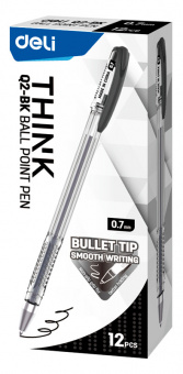 Ручка шариков. Deli Think EQ2-BK прозрачный/черный d=0.7мм черн. черн. (1шт) - цена, купить или заказать с доставкой в интернет-магазине Ручка шариков. Deli Think EQ2-BK прозрачный/черный d=0.7мм черн. черн. (1шт) - купить недорого с доставкой в интернет-магазине