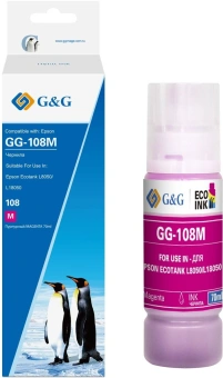 Чернила G&G GG-108M C13T09C34A пурпурный70мл для Epson Ecotank L8050/L18050 - купить недорого с доставкой в интернет-магазине