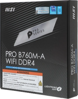 Материнская плата MSI PRO B760M-A WIFI DDR4 Soc-1700 Intel B760 4xDDR4 mATX AC`97 8ch(7.1) 2.5Gg+HDMI+DP - купить недорого с доставкой в интернет-магазине