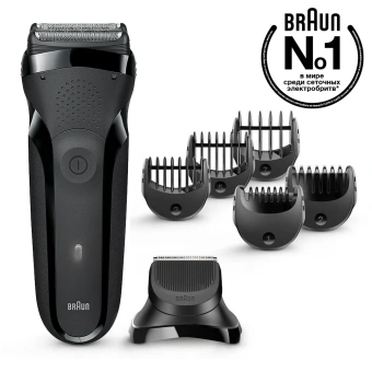 Бритва сетчатая Braun Series 3 300BT реж.эл.:2 питан.:аккум. черный - купить недорого с доставкой в интернет-магазине