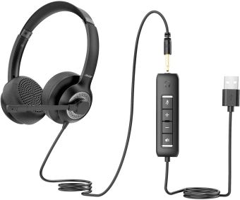 Наушники с микрофоном Acer OHW309 черный 2.8м накладные USB оголовье (ZL.HDSEE.004) - купить недорого с доставкой в интернет-магазине