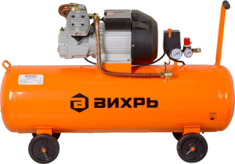 Компрессор поршневой Вихрь КМП-400/100 масляный 400л/мин 100л 2500Вт оранжевый - купить недорого с доставкой в интернет-магазине